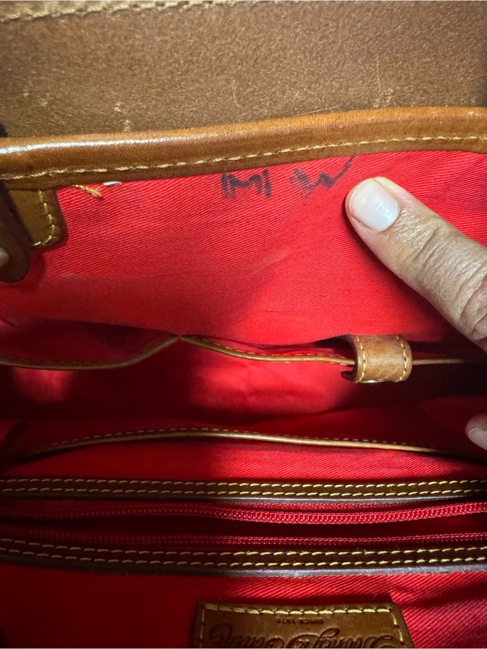 Dooney & Bourke Cream Satchel with Tan Leather Trim - Picture 11 of 15